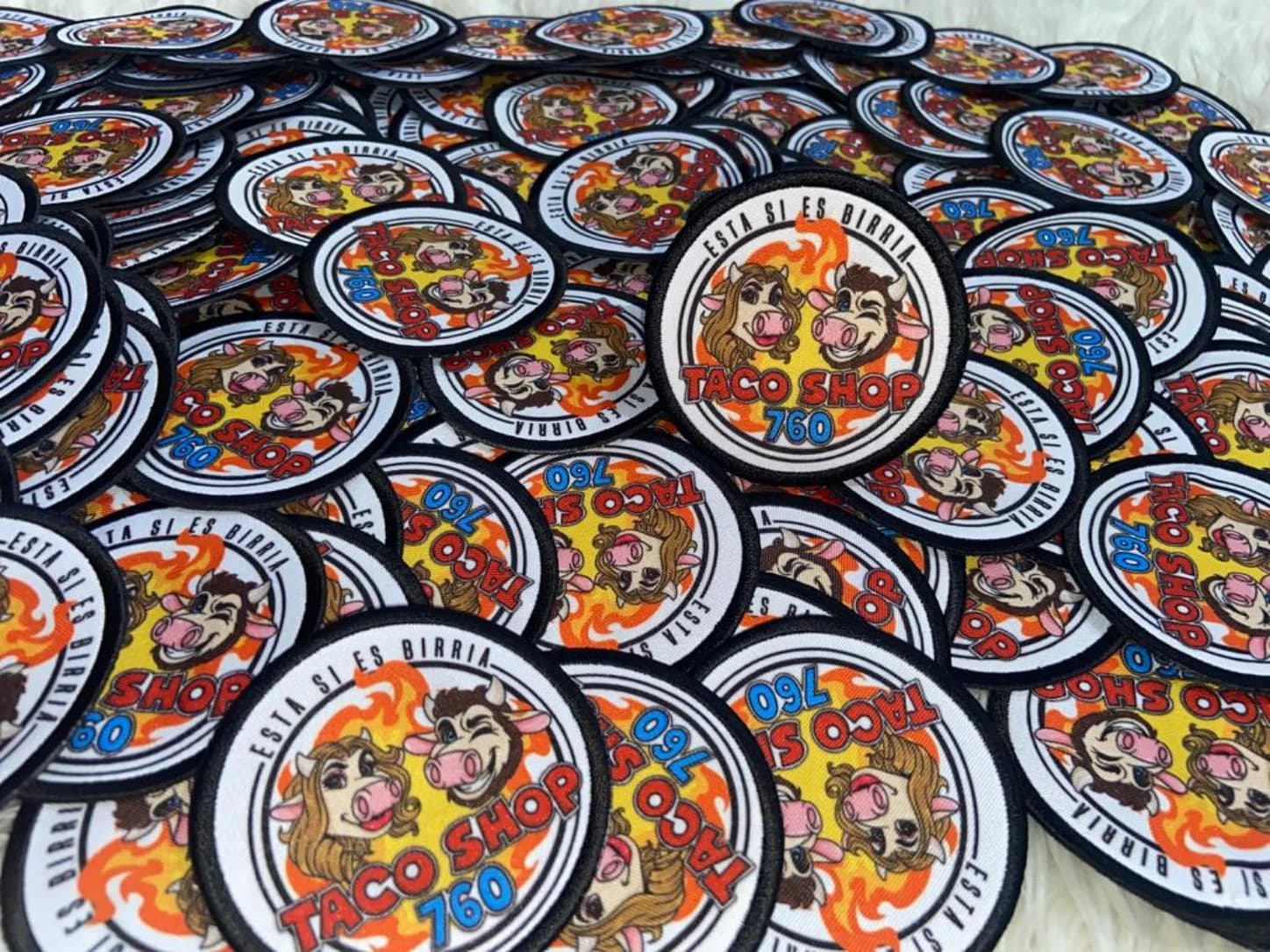 Round Taco Shop 760 patches with colourful illustrated logos