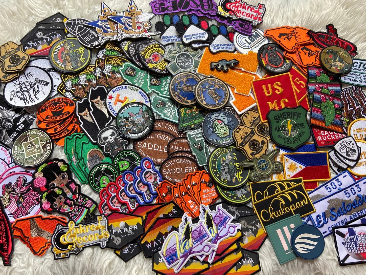 Collection of patches in varied shapes and colors
