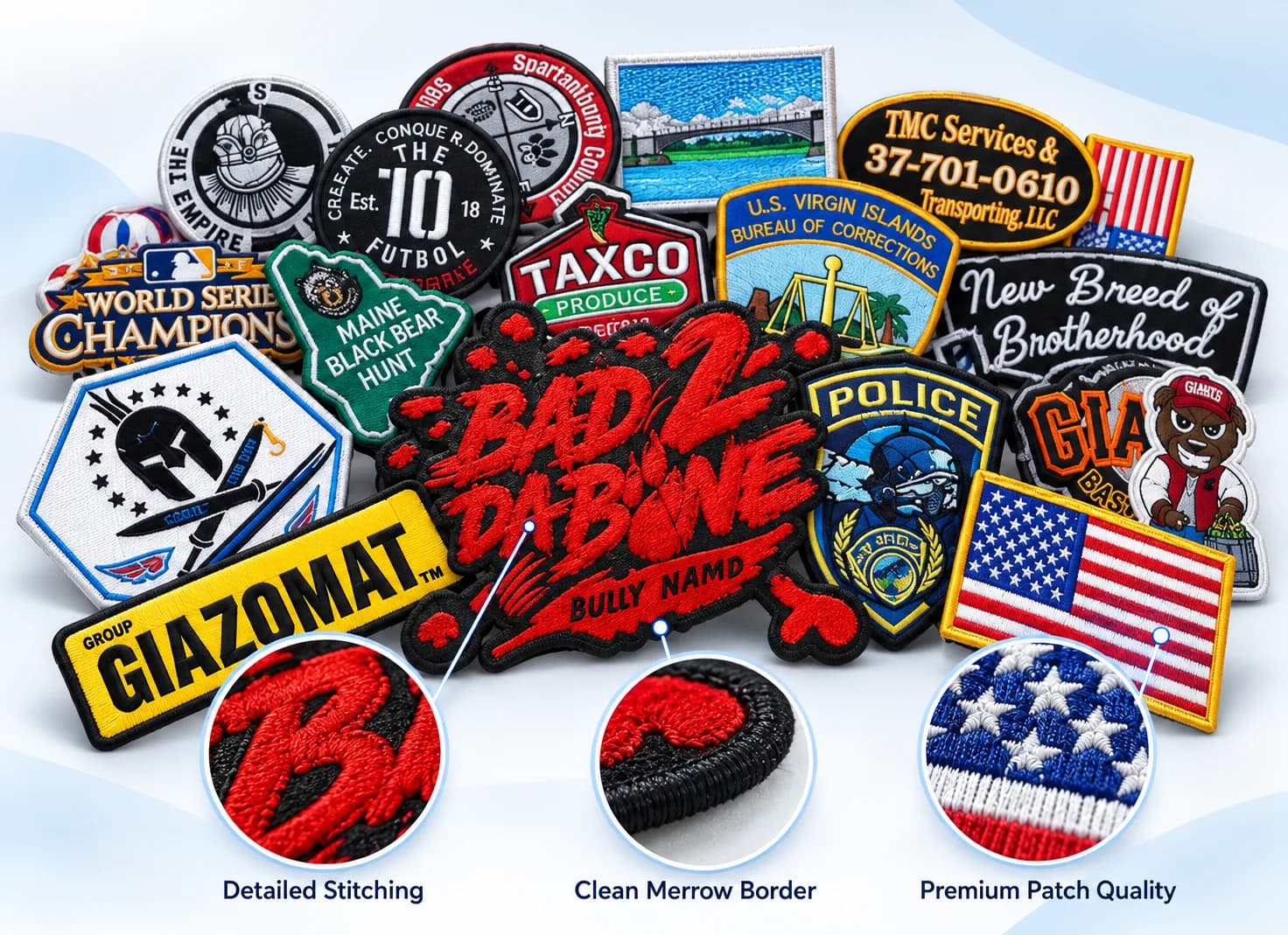 Custom embroidered patches sample