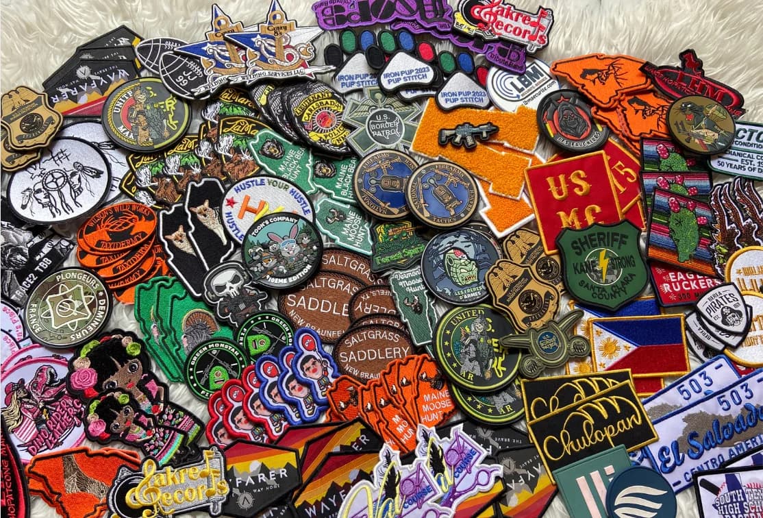 Assorted patches in different shapes and colors